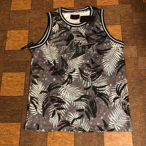 Jordan Gray and Black Leaf Pattern Tank Top